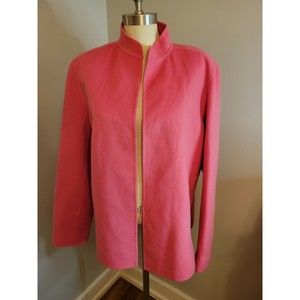 Linda Allard For Ellen Tracy Pink Wool Open Cardigan Size 14